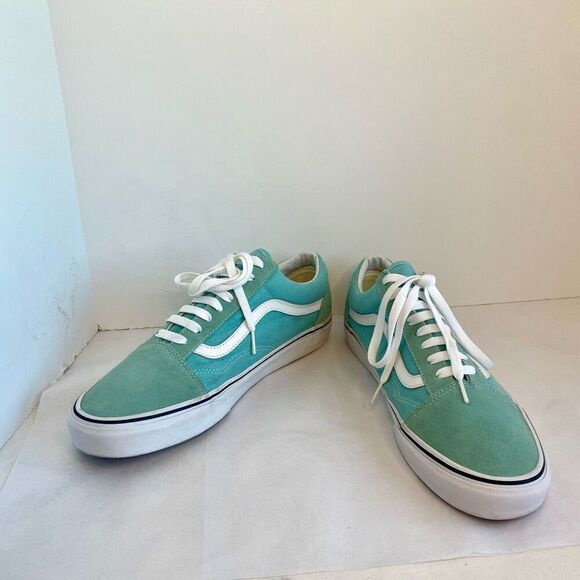 Vans Shoes - Vans Old Skool Sneakers Shoes Aqua White Blue-Green Men 10.5 Women's Barely Worn